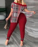 Slit Tops and Pants Two Piece Set