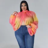 Print Tie Up Chiffon Tops