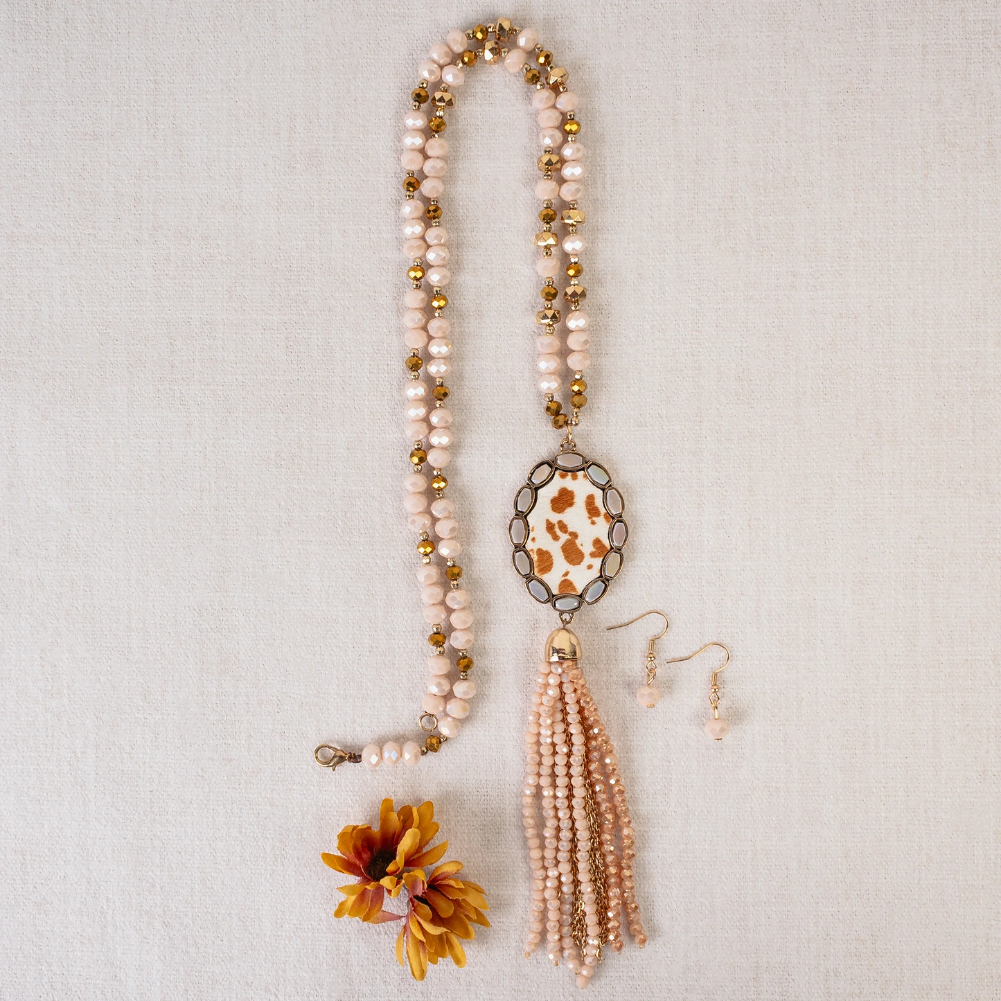 Beaded Tassel Necklace Set