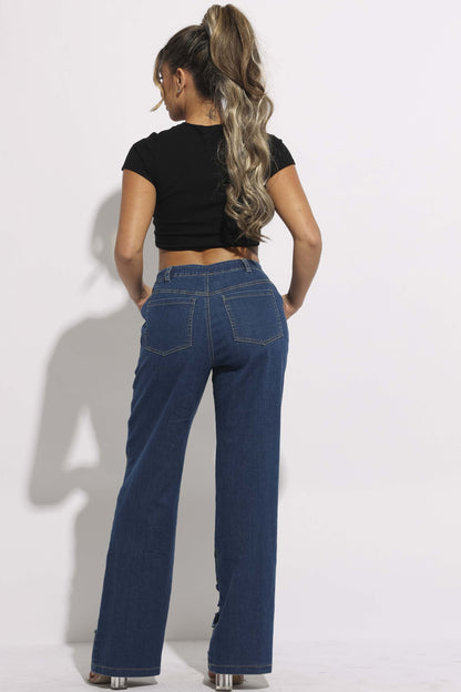 Distressed denim pants