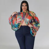 Print Tie Up Chiffon Tops