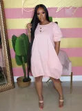 Bubble Sleeve Pullover Lantern Dress