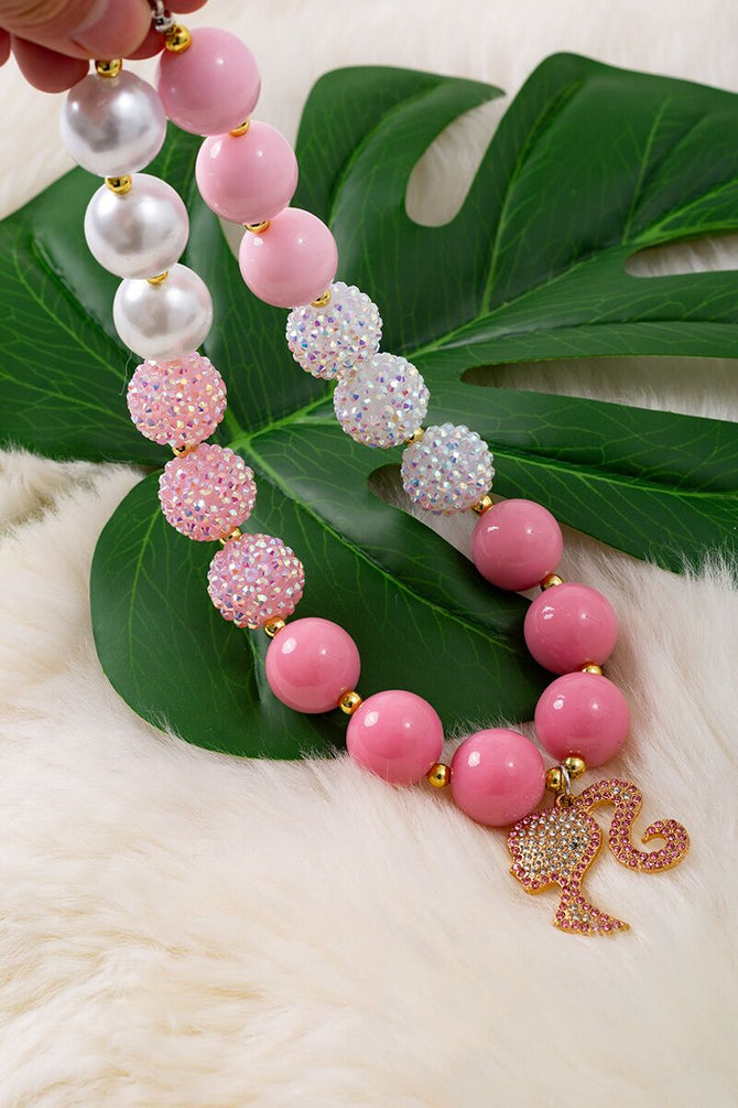 MULTI-COLOR & TEXTURE BUBBLE NECKLACE W/PENDANT. 3PCS