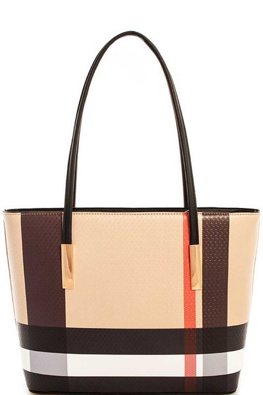 3 in 1 FASHION TOTE SET SMOOTH CHECKER