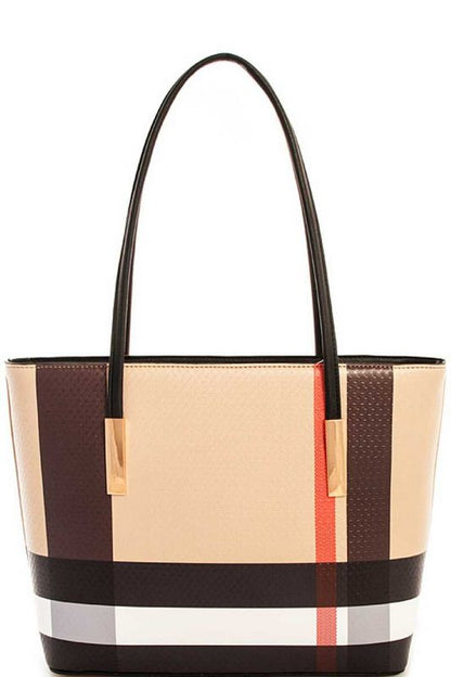3 in 1 FASHION TOTE SET SMOOTH CHECKER