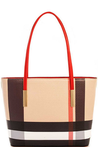 3 in 1 FASHION TOTE SET SMOOTH CHECKER
