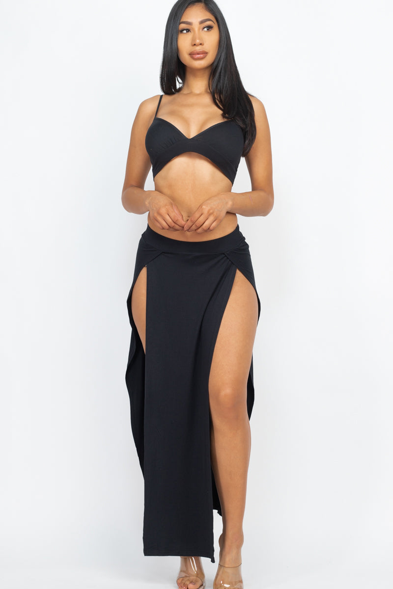 Bra top and side slit maxi skirt (CAPELLA)