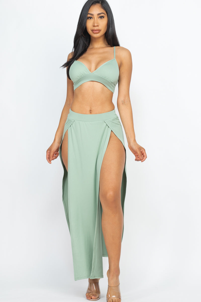 Bra top and side slit maxi skirt (CAPELLA)