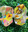 OH SWEET HONEY! MULTI PRINTED DOUBLE LAYER HAIR BOWS. 4PCS