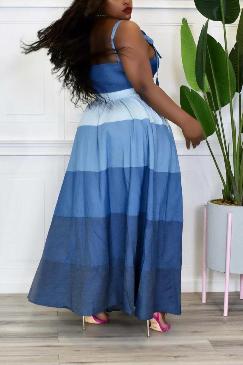 Stretch Bow Stripe Skirt Sets