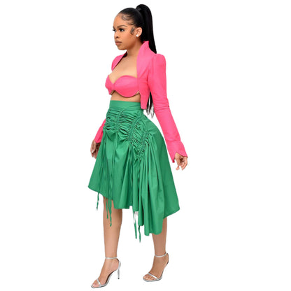 Women's Drawstring Pleated Skirt