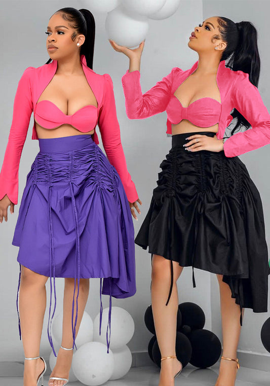 Women's Drawstring Pleated Skirt
