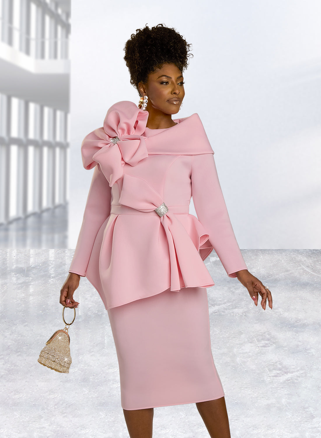 Collared Skirt Suit 2pc Set