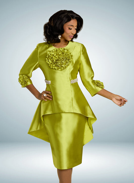 Silk Flower and Pearl Skirt Suit