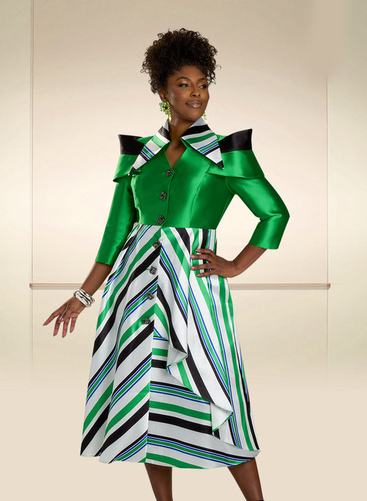 Solid and Stripe Silk Dress