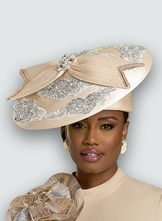 Brocade Flower Crepe Dress Matching Hat