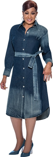 Belted Denim Plus Size Dress