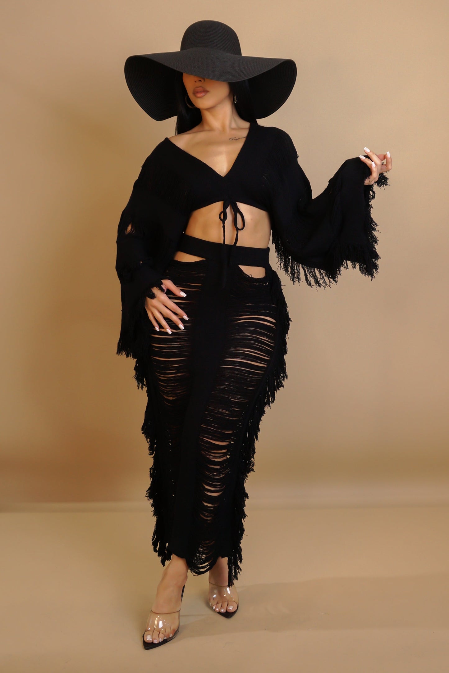 Wild Fringe Skirt Set