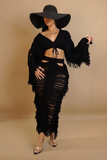 Wild Fringe Skirt Set
