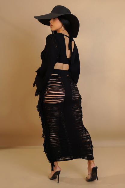 Wild Fringe Skirt Set