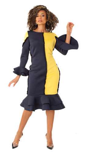 Fringe Trim Colorblock Scuba Dress