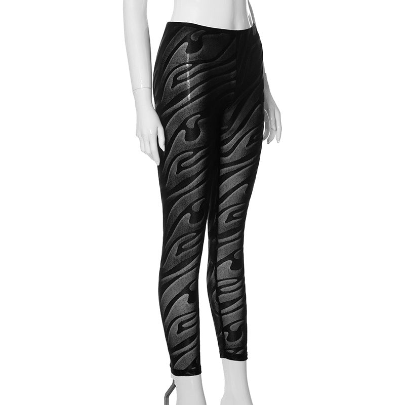 Leopard Print Sexy See-Through Casual Pants