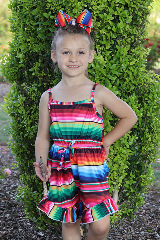 SERAPE PRINTED GIRLS ROMPER