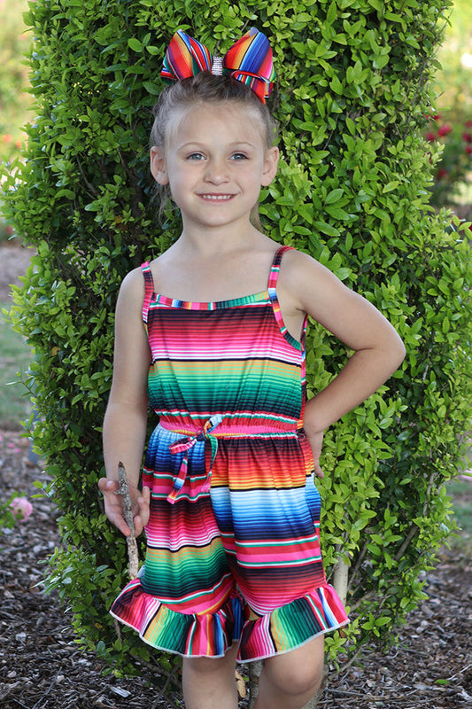 SERAPE PRINTED GIRLS ROMPER