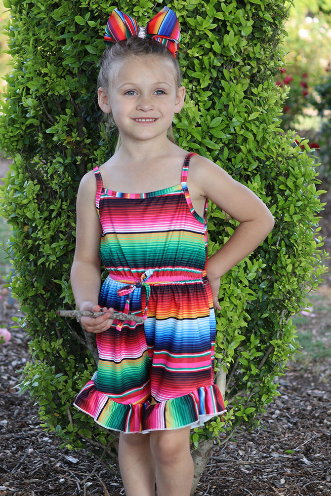 SERAPE PRINTED GIRLS ROMPER