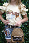 SADDLE UP COLD SHOULDER TOP & HORSE PRINTED DENIM SHORTS