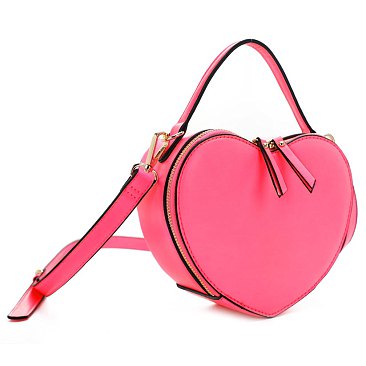 Medium Heart-Shaped Novelty Boxy Satchel Shoulder Bag