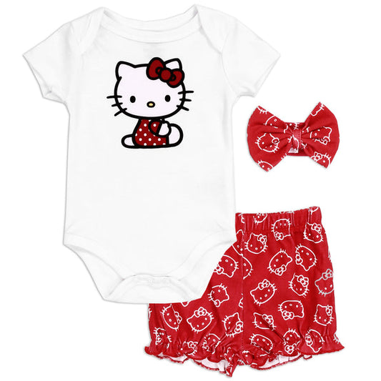 HELLO KITTY Girls Newborn 3-Piece Short Set