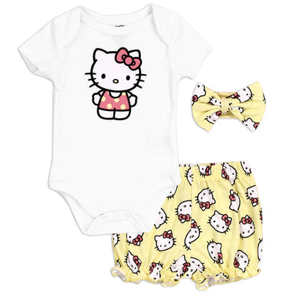 HELLO KITTY Girls Newborn 3-Piece Short Set