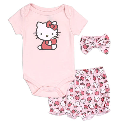 HELLO KITTY Girls Newborn 3-Piece Short Set