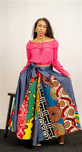 Mixed Print Skirt