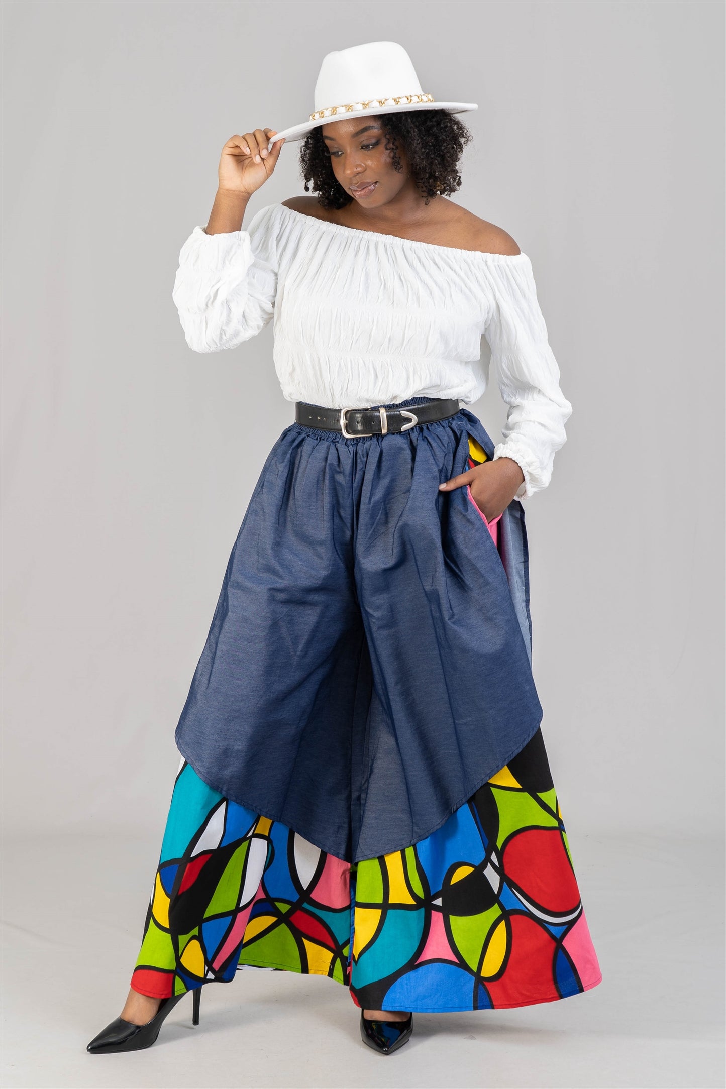 Denim Overlay Wide Leg Pant