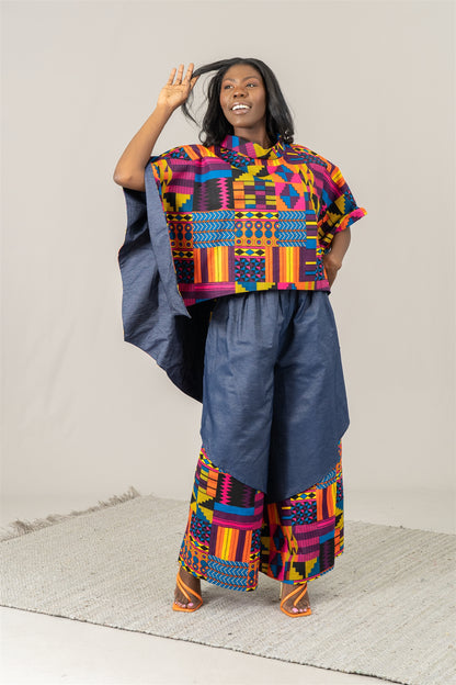 Denim Overlay Wide Leg Pant