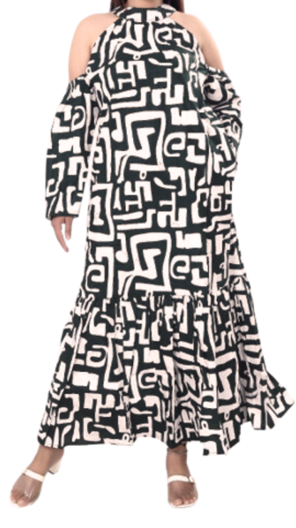 Print Cold Shoulder Dress