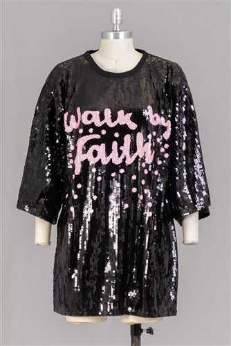 Walk By Faith Allover Sequin Tunic Top