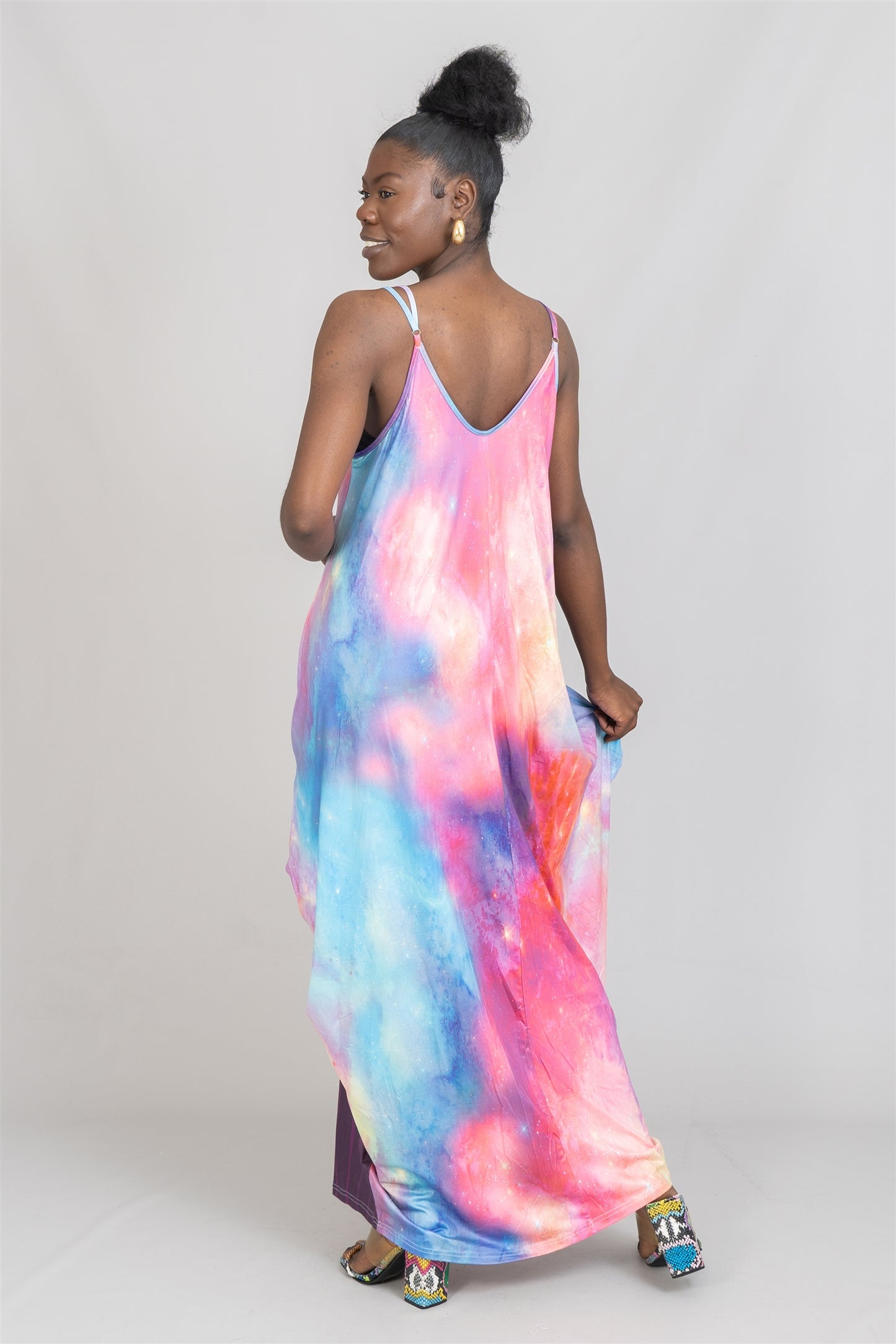 Sleeveless Face Print Knit Maxi Dress