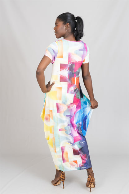 Face Print Knit Maxi Dress