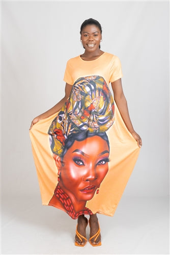 Face Print Knit Maxi Dress