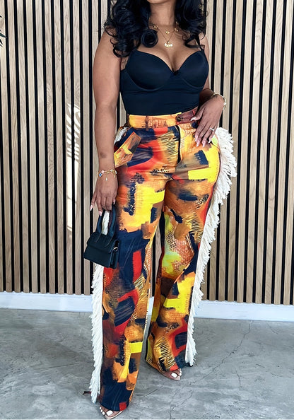 Casual Printed Pocket Pants