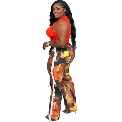 Casual Printed Pocket Pants