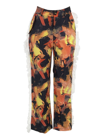 Casual Printed Pocket Pants