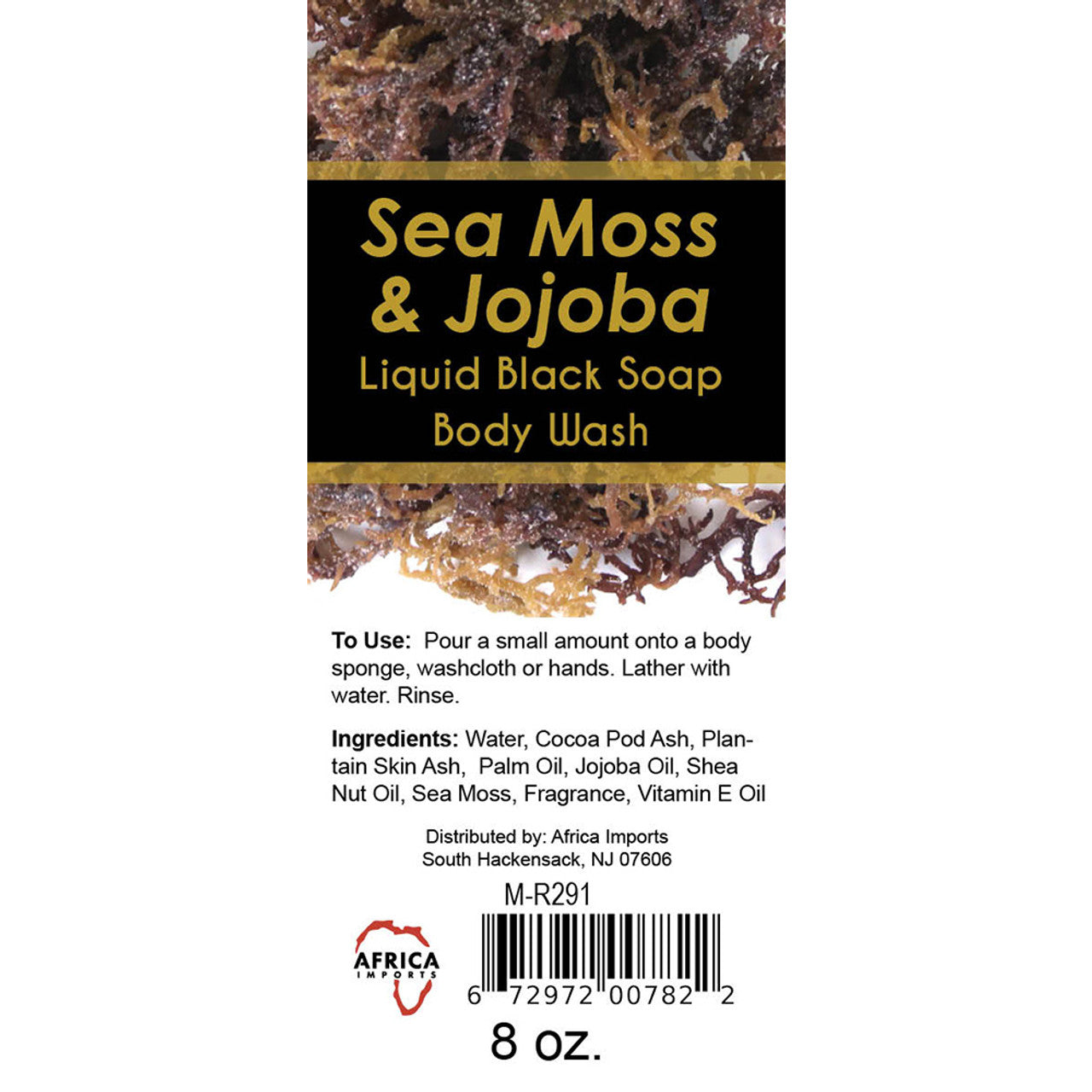 Sea Moss & Jojoba Liquid Black Soap Body Wash - 8 oz.