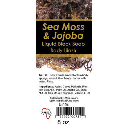 Sea Moss & Jojoba Liquid Black Soap Body Wash - 8 oz.