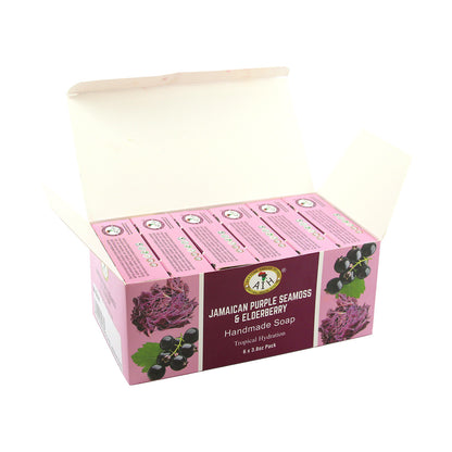 African Indian Herbs (AIH): Jamaican Purple Seamoss & Elderberry (Box Of 6) Handmade Soaps