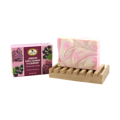 African Indian Herbs (AIH): Jamaican Purple Seamoss & Elderberry (Box Of 6) Handmade Soaps