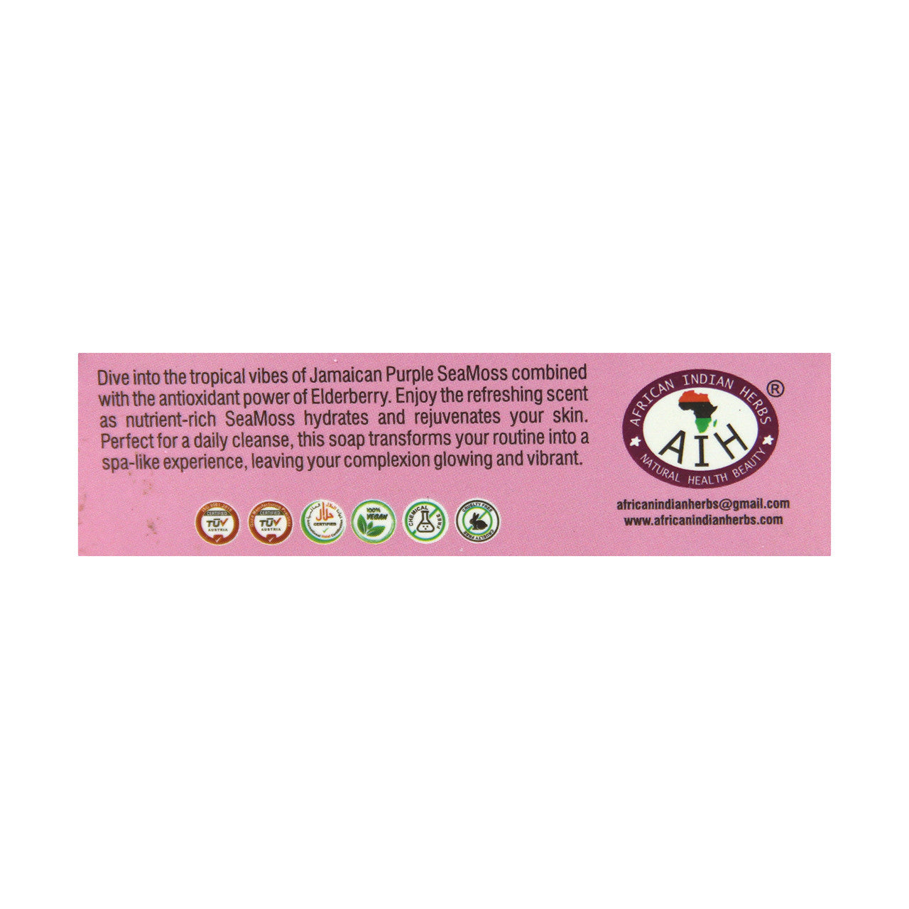 African Indian Herbs (AIH): Jamaican Purple Seamoss & Elderberry (Box Of 6) Handmade Soaps